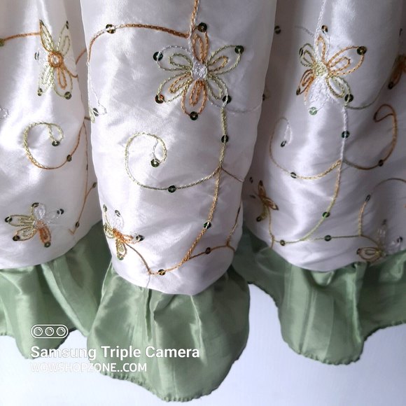 Vintage Tip Top USA Kids Girls 6 Dress Ivy Sage 9202 Embroidered Sequins Ruffles - Picture 7 of 10